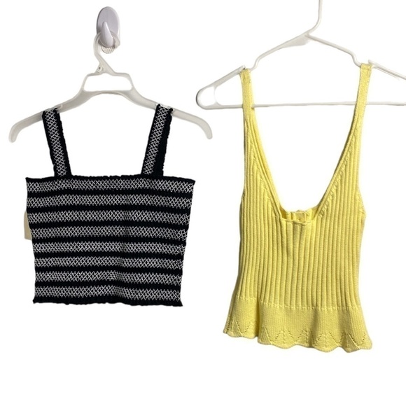 AEROPOSTALE Black & White Smocked & Yellow Knit Cropped Tank Tops Sz M & L\G - Picture 2 of 16